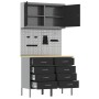 Banco de trabajo con cajón 5 pcs Negro 100 x 55 x 200 cm Acero