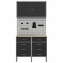 Banco de trabajo con cajón 5 pcs Negro 100 x 55 x 200 cm Acero
