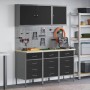 Banco de trabajo con cajón 8 pcs Negro 150 x 55 x 200 cm Acero