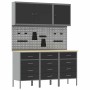 Banco de trabajo con cajón 8 pcs Negro 150 x 55 x 200 cm Acero