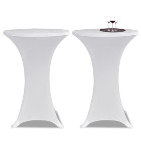 2 Manteles blancos ajustados para mesa de pie - 70 cm diámetro 2 Manteles blancos ajustados para mesa de pie - 70 cm diámetro