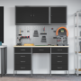 Armario de trabajo con cajón 8 pcs Negro 150 x 55 x 200 cm