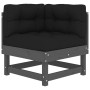 Corner sofa with solid gray pine wood cushions by vidaXL, Modular outdoor sofas - Ref: Foro24-825424, Price: 119,94 €, Discou...