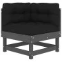 Corner sofa with solid gray pine wood cushions by vidaXL, Modular outdoor sofas - Ref: Foro24-825424, Price: 118,45 €, Discou...