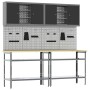 Conjunto de banco de trabajo 8 pcs Gris 200 x 55 x 200 cm Acero