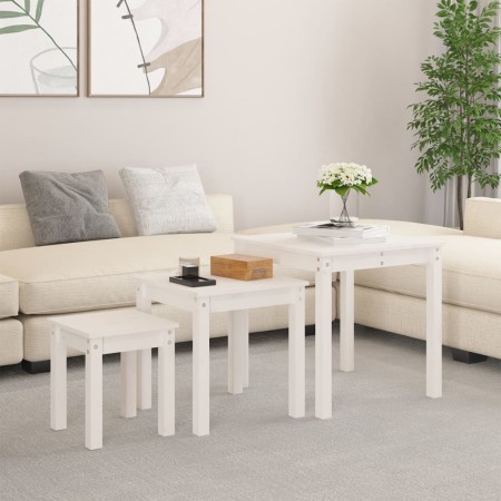 Stackable tables, set of 3, made of solid white pine wood. by vidaXL, Side tables - Ref: Foro24-824974, Price: 83,53 €, Disco...