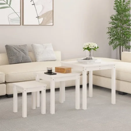 Stackable tables, set of 3, made of solid white pine wood. by vidaXL, Side tables - Ref: Foro24-824974, Price: 82,75 €, Disco...
