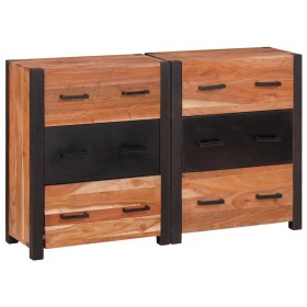 Vitrina 3 pcs Marrón 110 x 30 x 75 cm Madera maciza de Acacia