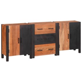 Vitrina 3 pcs Marrón 55 x 30 x 75 cm Madera maciza de Acacia