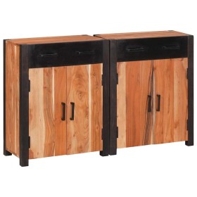 Vitrina 2 pcs Marrón 110 x 30 x 75 cm Madera maciza de Acacia