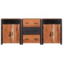 Vitrina 3 pcs Marrón 165 x 30 x 75 cm Madera maciza de Acacia