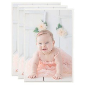 Marcos de foto collage de pared/mesa 3 uds plateado MDF 70x90cm