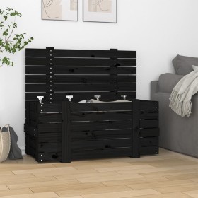 Caja de almacenaje madera maciza de pino negro 91x40,5x42 cm