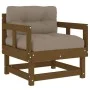 Sillones de jardín cojines 2 uds madera maciza pino marrón miel de vidaXL, Sofás modulares de exterior - Ref: Foro24-825446, ...