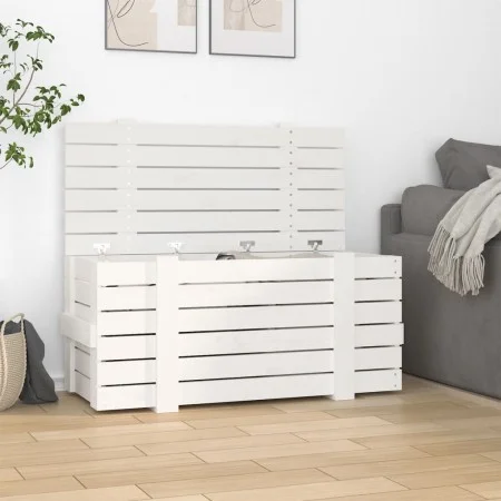 Solid white pine wood storage box 91x40.5x42 cm by vidaXL, Storage baskets - Ref: Foro24-824999, Price: 99,11 €, Discount: %