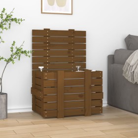 Caja almacenaje madera maciza pino marrón miel 58x40,5x42 cm