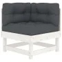 Ecksofa mit Kissen massives Zirbenholz weiß von vidaXL, Modulare Sofas für den Außenbereich - Ref: Foro24-825423, Preis: 85,2...