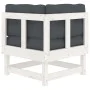 Ecksofa mit Kissen massives Zirbenholz weiß von vidaXL, Modulare Sofas für den Außenbereich - Ref: Foro24-825423, Preis: 85,2...
