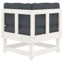 Ecksofa mit Kissen massives Zirbenholz weiß von vidaXL, Modulare Sofas für den Außenbereich - Ref: Foro24-825423, Preis: 87,8...