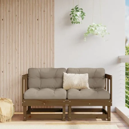 Corner sofas and cushions 2 pcs solid pine wood honey brown by vidaXL, Modular outdoor sofas - Ref: Foro24-825453, Price: 222...