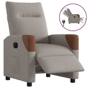 Sillón reclinable eléctrico tela gris taupé Sillón reclinable eléctrico tela gris taupé
