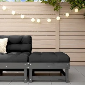 Garden stool with solid gray pine wood cushion by vidaXL, Modular outdoor sofas - Ref: Foro24-825438, Price: 83,97 €, Discoun...