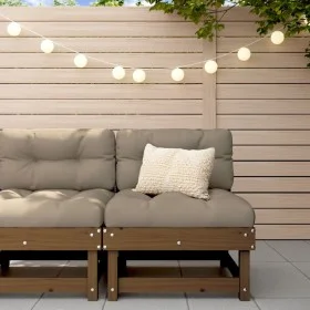 Central sofa with solid honey brown pine wood cushions by vidaXL, Modular outdoor sofas - Ref: Foro24-825432, Price: 78,14 €,...