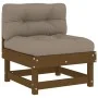 Central sofa with solid honey brown pine wood cushions by vidaXL, Modular outdoor sofas - Ref: Foro24-825432, Price: 78,14 €,...