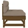 Central sofa with solid honey brown pine wood cushions by vidaXL, Modular outdoor sofas - Ref: Foro24-825432, Price: 78,14 €,...