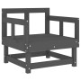 Garden armchairs with cushions 2 pcs solid gray pine wood by vidaXL, Modular outdoor sofas - Ref: Foro24-825445, Price: 183,9...