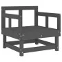 Garden armchairs with cushions 2 pcs solid gray pine wood by vidaXL, Modular outdoor sofas - Ref: Foro24-825445, Price: 181,5...