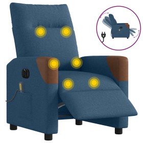 Sillón reclinable de masaje eléctrico tela azul Sillón reclinable de masaje eléctrico tela azul