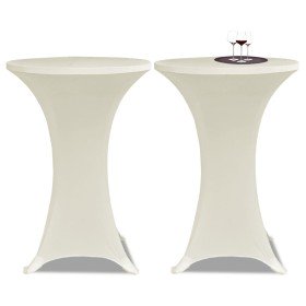 2 Manteles color crema ajustados para mesa de pie - 80 cm diámetro 2 Manteles color crema ajustados para mesa de pie - 80 cm
