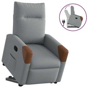 Sillón reclinable elevable de tela gris claro Sillón reclinable elevable de tela gris claro