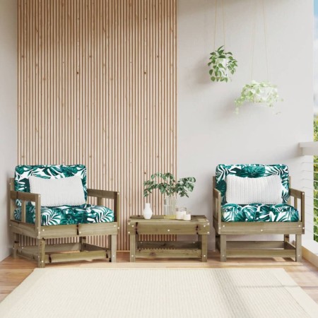 Sillones de jardín con cojines 2 uds madera de pino impregnada