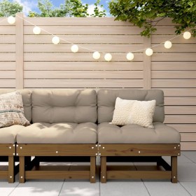 Central sofas with cushions 2 pcs honey brown pine wood by vidaXL, Modular outdoor sofas - Ref: Foro24-825460, Price: 199,21 ...