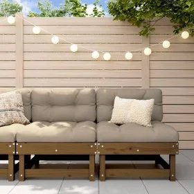 Central sofas with cushions 2 pcs honey brown pine wood by vidaXL, Modular outdoor sofas - Ref: Foro24-825460, Price: 196,55 ...
