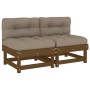 Central sofas with cushions 2 pcs honey brown pine wood by vidaXL, Modular outdoor sofas - Ref: Foro24-825460, Price: 199,21 ...