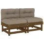 Mittelsofas mit Kissen aus 2 Stück honigbraunem Kiefernholz von vidaXL, Modulare Sofas für den Außenbereich - Ref: Foro24-825...