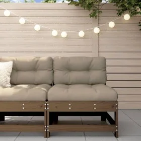 Central sofa with solid pine wood honey brown cushions by vidaXL, Modular outdoor sofas - Ref: Foro24-825551, Price: 114,42 €...