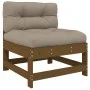 Central sofa with solid pine wood honey brown cushions by vidaXL, Modular outdoor sofas - Ref: Foro24-825551, Price: 114,42 €...