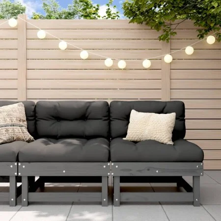 Central sofas with cushions 2 pcs solid gray pine wood by vidaXL, Modular outdoor sofas - Ref: Foro24-825459, Price: 183,34 €...