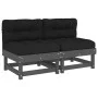 Central sofas with cushions 2 pcs solid gray pine wood by vidaXL, Modular outdoor sofas - Ref: Foro24-825459, Price: 183,34 €...