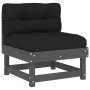 Central sofas with cushions 2 pcs solid gray pine wood by vidaXL, Modular outdoor sofas - Ref: Foro24-825459, Price: 183,34 €...