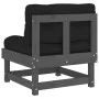 Central sofas with cushions 2 pcs solid gray pine wood by vidaXL, Modular outdoor sofas - Ref: Foro24-825459, Price: 183,34 €...