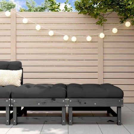 Garden stools with cushions 2 pcs solid gray pine wood by vidaXL, Modular outdoor sofas - Ref: Foro24-825466, Price: 201,39 €...