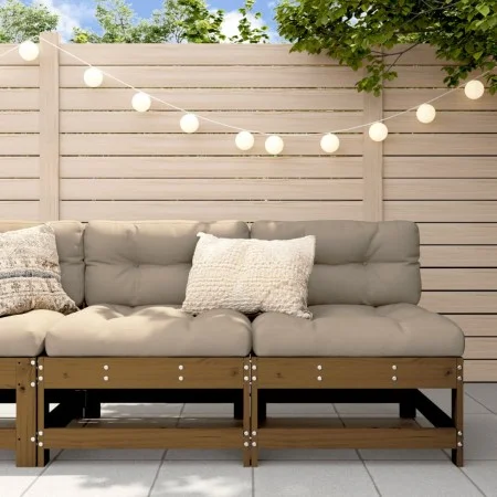 Central sofas with 2 pine wood honey brown cushions by vidaXL, Modular outdoor sofas - Ref: Foro24-825579, Price: 154,36 €, D...