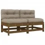 Central sofas with 2 pine wood honey brown cushions by vidaXL, Modular outdoor sofas - Ref: Foro24-825579, Price: 154,36 €, D...