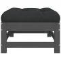 Gartenhocker mit massivem Kissen aus grauem Kiefernholz von vidaXL, Modulare Sofas für den Außenbereich - Ref: Foro24-825557,...