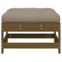 Gartenhocker mit Kissen massives Zirbenholz honigbraun von vidaXL, Modulare Sofas für den Außenbereich - Ref: Foro24-825558, ...